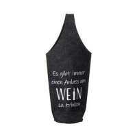 Champagner/Wein Flaschentasche Filz grau mit Henkel - Es...