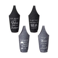 Champagner/Wein Flaschentasche Filz grau mit Henkel -...