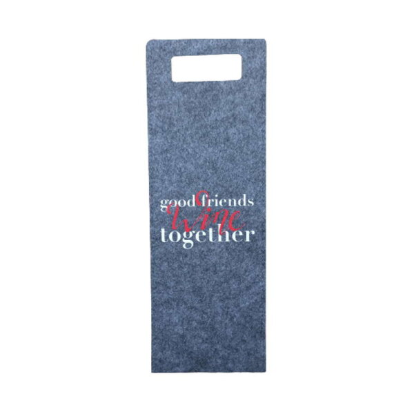 Wein Filz-Tasche grau - good friends WINE together